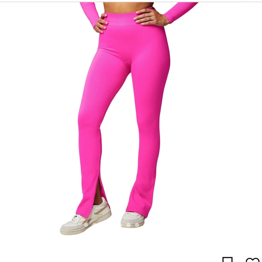 Fabletics Hot Pink Seamless High-Waisted Slit Leggings